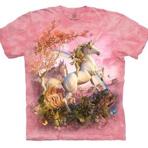 Awesome Unicorn Pink Fantasy Rainbow Adult T-Shirt Mountain Horses Animal 4X